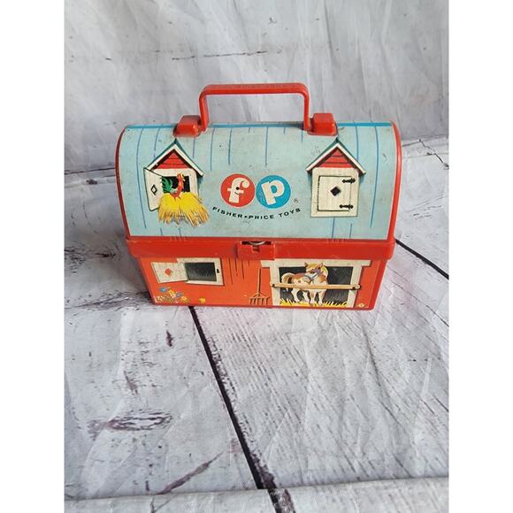 Fisher Price mini lunchbox barn toy 1962 Box Only READ - Picture 1 of 7
